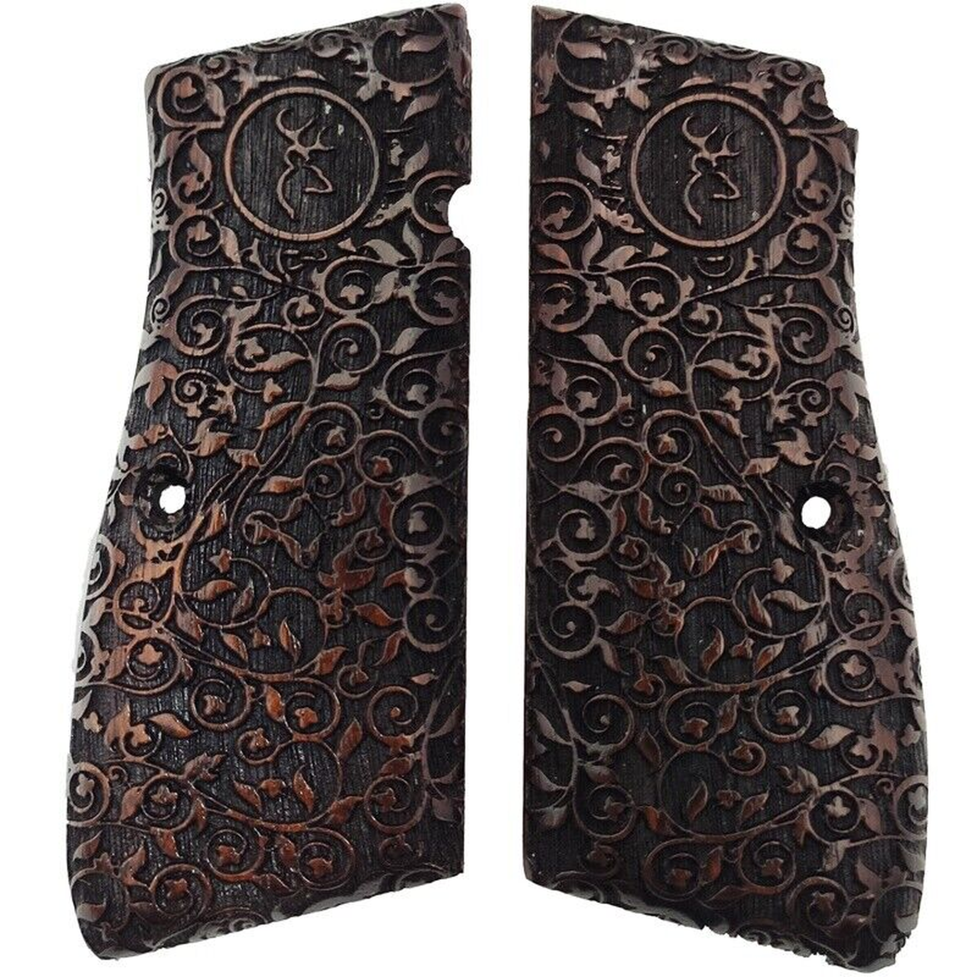 Zib Grips Silah Kabzası - Zig 14, Browning HP, High Power 14, Dik Kasa, Browning Halkalı (Halka için kesim yaptırmak için mesaj atın), Halkasız ile Uyumlu - Koyu Kahverengi Renk - BRWHPCV023