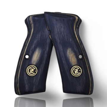 Zib Grips Silah Kabzası - CZ 75, Canik 55, S120, L120 ile Uyumlu - Sadece vernik uygulanmış - Lamine Malzemesinden Yapılma - Metal Logolu - LMCZ75SV070L1