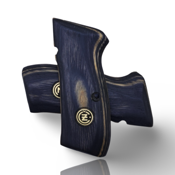 Zib Grips Silah Kabzası - CZ 75, Canik 55, S120, L120 ile Uyumlu - Sadece vernik uygulanmış - Lamine Malzemesinden Yapılma - Metal Logolu - LMCZ75SV070L1