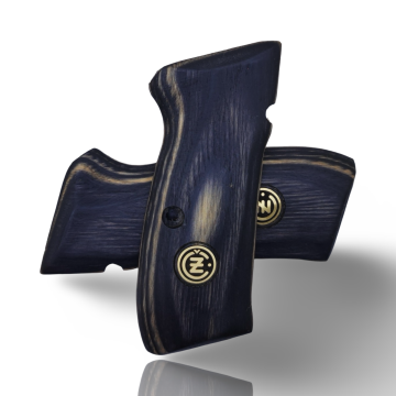 Zib Grips Silah Kabzası - CZ 75, Canik 55, S120, L120 ile Uyumlu - Sadece vernik uygulanmış - Lamine Malzemesinden Yapılma - Metal Logolu - LMCZ75SV070L1