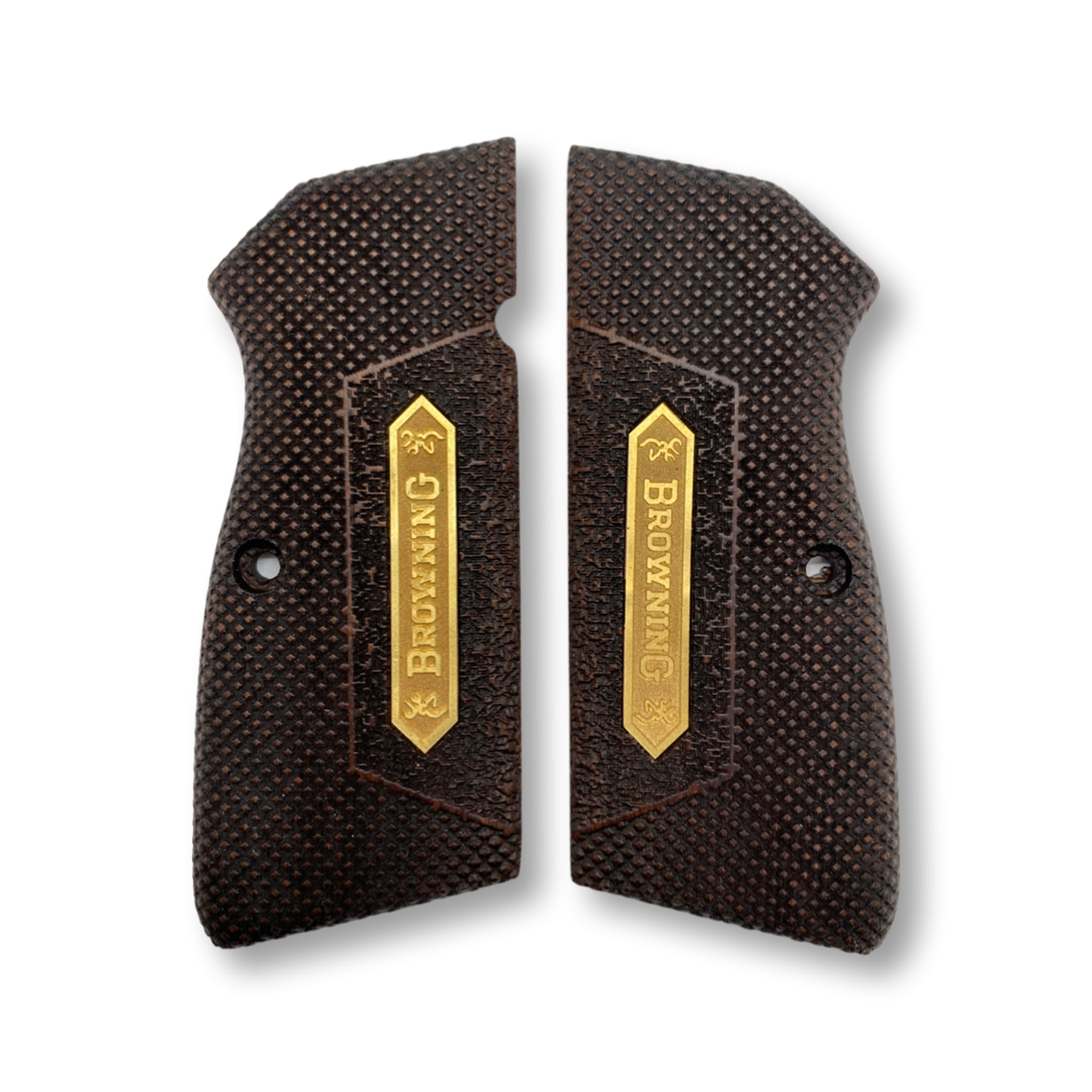 Zib Grips Silah Kabzası - Zig 14, Browning HP, High Power 14, Spor Kasa ile Uyumlu - Koyu Kahverengi Renk - Metal Logolu - BRWHPSCV019L1