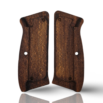 Zib Grips Silah Kabzası - CZ 75, Canik 55 ile Uyumlu - Koyu Kahverengi Renk - Metal Logolu - CZ75OCV001L1