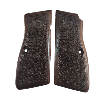 Zib Grips Silah Kabzası - Zig 14, Browning HP, High Power 14, Dik Kasa, Browning Halkalı (Halka için kesim yaptırmak için mesaj atın), Halkasız ile Uyumlu - Koyu Kahverengi Renk - BRWHPCV021