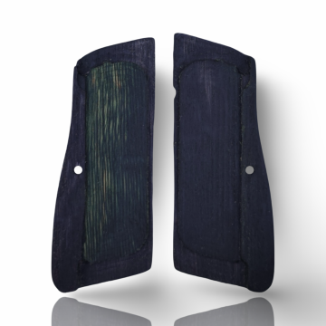 Zib Grips Silah Kabzası - Zig 14, Browning HP, High Power 14, Dik Kasa, Browning Halkalı (Halka için kesim yaptırmak için mesaj atın), Halkasız ile Uyumlu - Sadece vernik uygulanmış - Lamine Malzemesinden Yapılma - Metal Logolu - LMBRWHPSV055L1