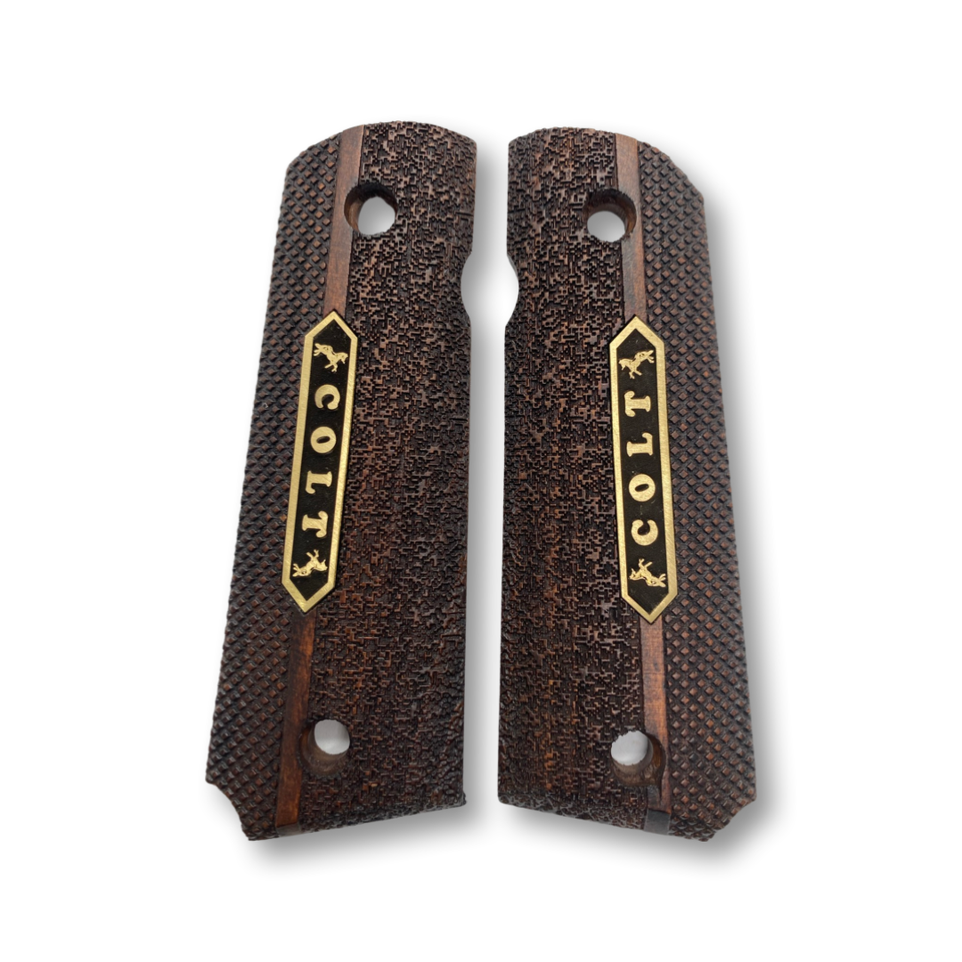 Zib Grips Silah Kabzası - Colt 1911, Girsan MC 1911 ile Uyumlu - Koyu Kahverengi Renk - Metal Logolu - CLT1911CV024L2