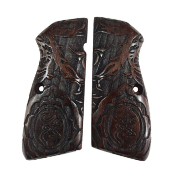Zib Grips Silah Kabzası - Zig 14, Browning HP, High Power 14, Spor Kasa ile Uyumlu - Koyu Kahverengi Renk - BRWHPSCV013