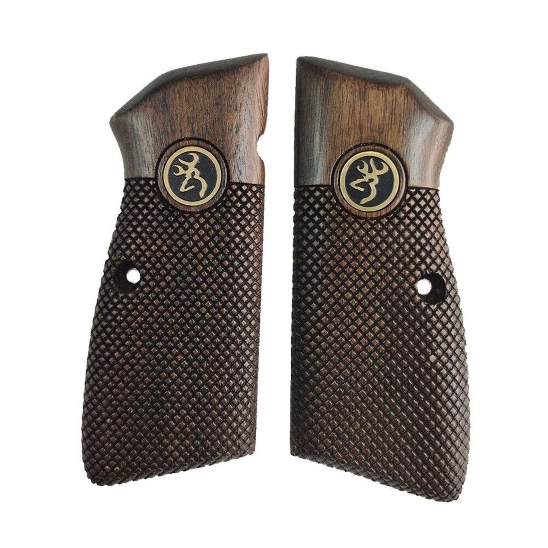Zib Grips Silah Kabzası - Zig 14, Browning HP, High Power 14, Spor Kasa ile Uyumlu - Koyu Kahverengi Renk - Metal Logolu - BRWHPSCV012L1