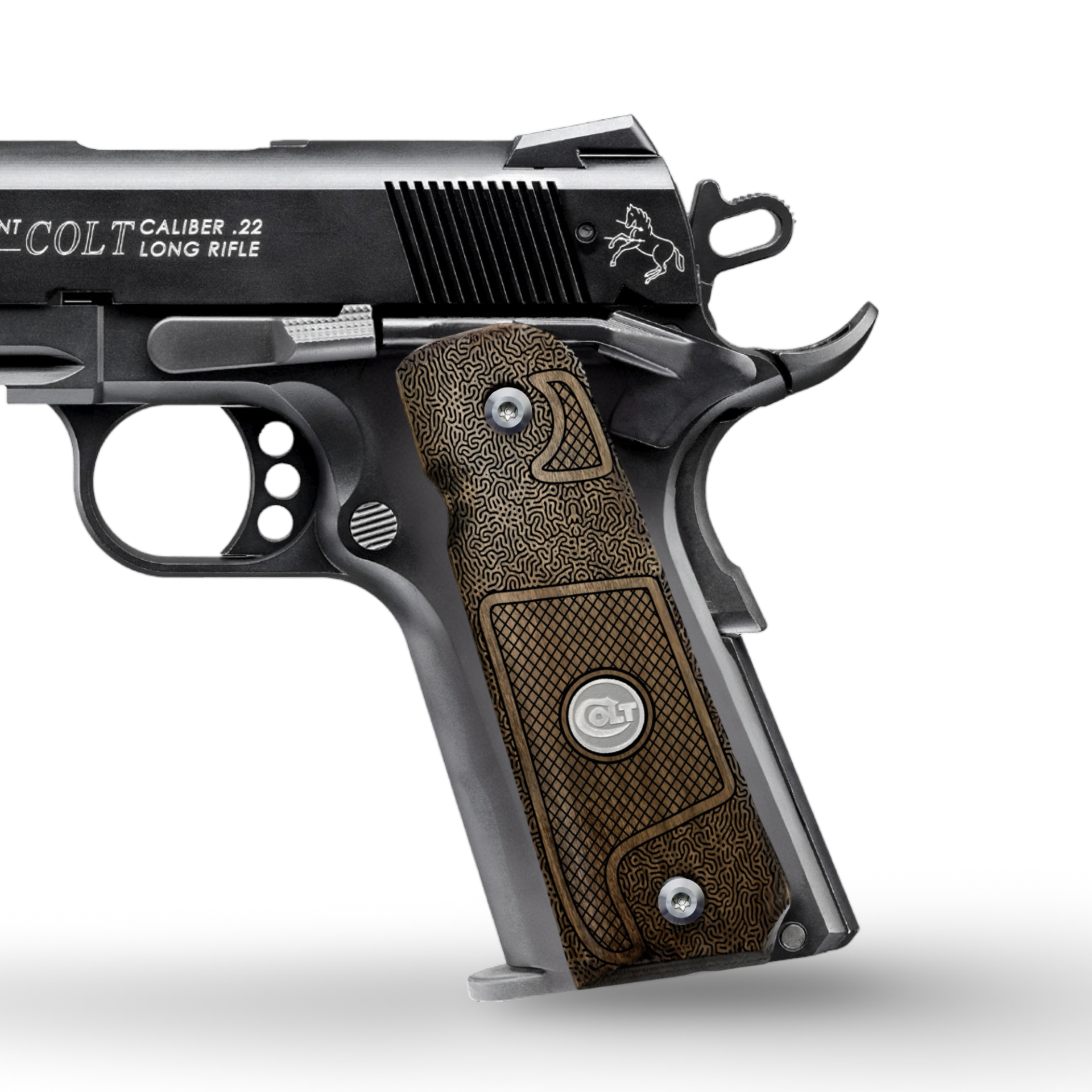 Zib Grips Silah Kabzası - Colt 1911, Girsan MC 1911 ile Uyumlu - Açık Kahverengi Renk - Metal Logolu - CLT1911UC097L2