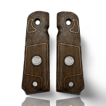 Zib Grips Silah Kabzası - Colt 1911, Girsan MC 1911 ile Uyumlu - Açık Kahverengi Renk - Metal Logolu - CLT1911UC097L2