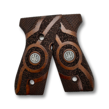 Zib Grips Silah Kabzası - Girsan Yavuz 16, Beretta F92 ile Uyumlu - Koyu Kahverengi Renk - Metal Logolu - BRTF92CV014L3