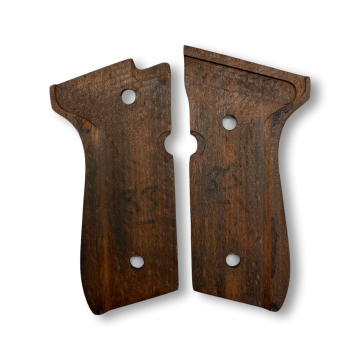 Zib Grips Silah Kabzası - Girsan Yavuz 16, Beretta F92 ile Uyumlu - Koyu Kahverengi Renk - Metal Logolu - BRTF92CV014L3