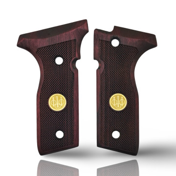Zib Grips Silah Kabzası - Beretta Stoeger 8000F, 8000FL, 8040F, 8045FT, Cougar 8000 ile Uyumlu - Bordo Renk - Metal Logolu - BRTCGRBR001L2