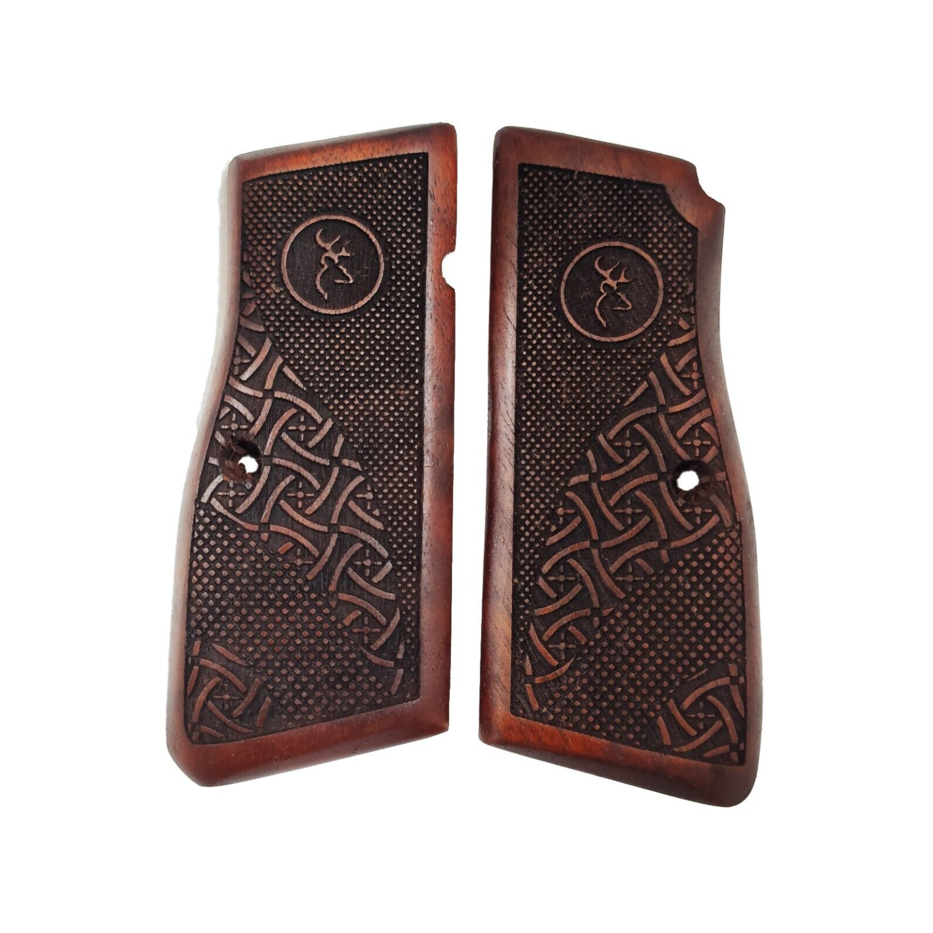 Zib Grips Silah Kabzası - Zig 14, Browning HP, High Power 14, Dik Kasa, Browning Halkalı (Halka için kesim yaptırmak için mesaj atın), Halkasız ile Uyumlu - Meşe Renk - BRWHPMS035
