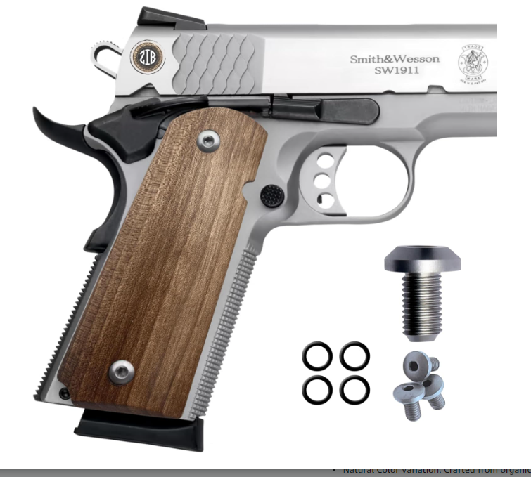 Zib Grips Silah Kabzası - Colt 1911, Girsan MC 1911 ile Uyumlu - Açık Kahverengi Renk - Ceviz Ağacı - CVCLT1911UC090