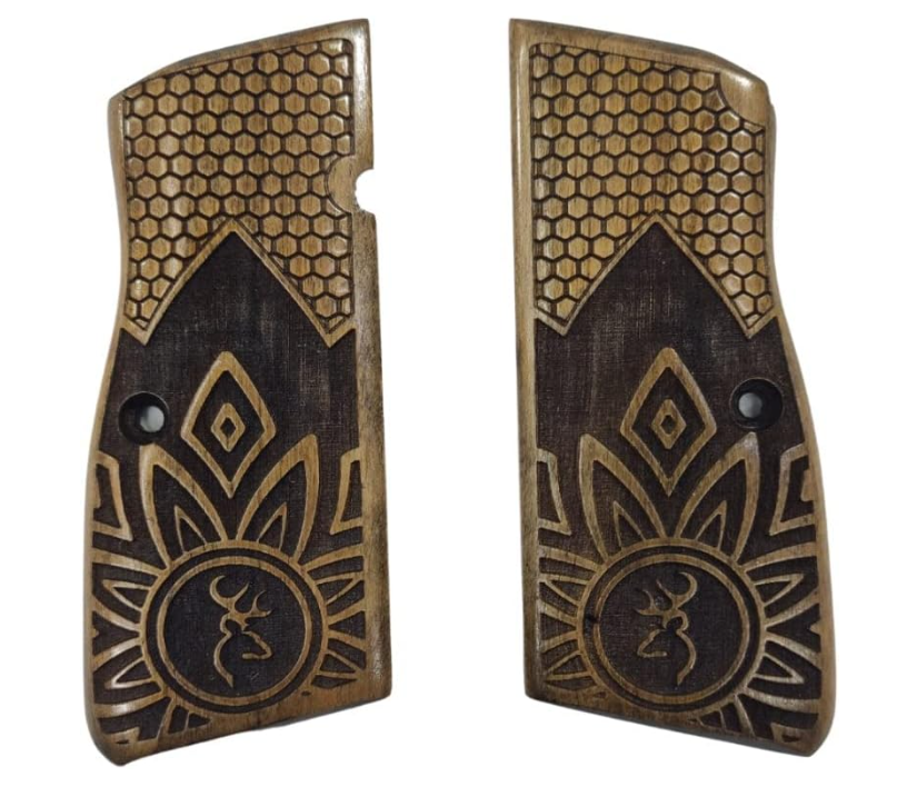Zib Grips Silah Kabzası - Zig 14, Browning HP, High Power 14, Dik Kasa, Browning Halkalı (Halka için kesim yaptırmak için mesaj atın), Halkasız ile Uyumlu - Açık Kahverengi Renk - BRWHPUC025