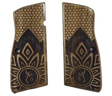 Zib Grips Silah Kabzası - Zig 14, Browning HP, High Power 14, Dik Kasa, Browning Halkalı (Halka için kesim yaptırmak için mesaj atın), Halkasız ile Uyumlu - Açık Kahverengi Renk - BRWHPUC025