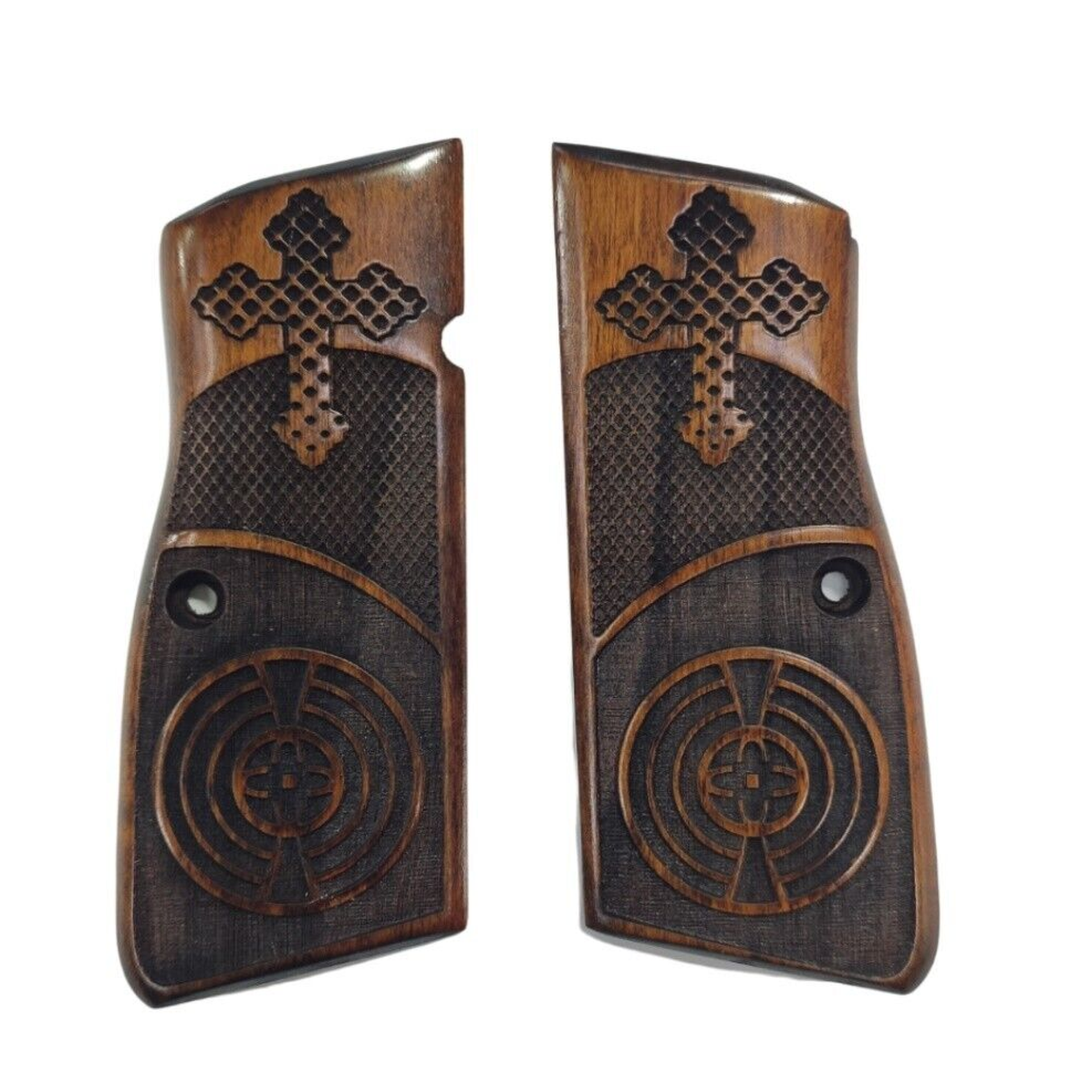 Zib Grips Silah Kabzası - Zig 14, Browning HP, High Power 14, Dik Kasa, Browning Halkalı (Halka için kesim yaptırmak için mesaj atın), Halkasız ile Uyumlu - Koyu Kahverengi Renk - BRWHPCV024