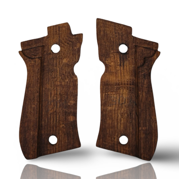 Zib Grips Silah Kabzası - Beretta F81/F84, Fatih 13 ile Uyumlu - Koyu Kahverengi Renk - Metal Logolu - BRTF81CV011L1