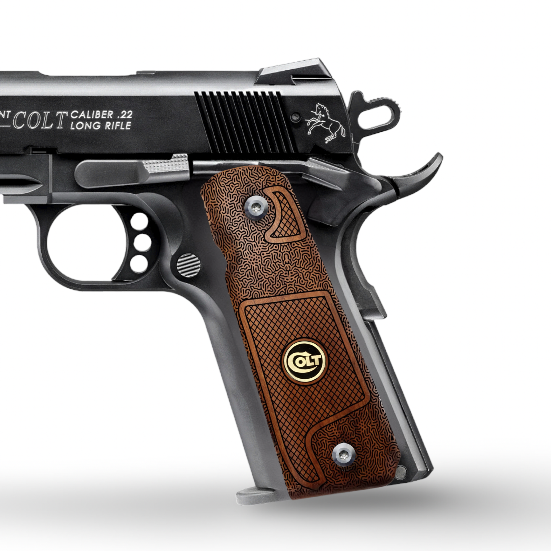 Zib Grips Silah Kabzası - Colt 1911, Girsan MC 1911 ile Uyumlu - Meşe Renk - Metal Logolu - CLT1911MS097L1