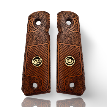 Zib Grips Silah Kabzası - Colt 1911, Girsan MC 1911 ile Uyumlu - Meşe Renk - Metal Logolu - CLT1911MS097L1