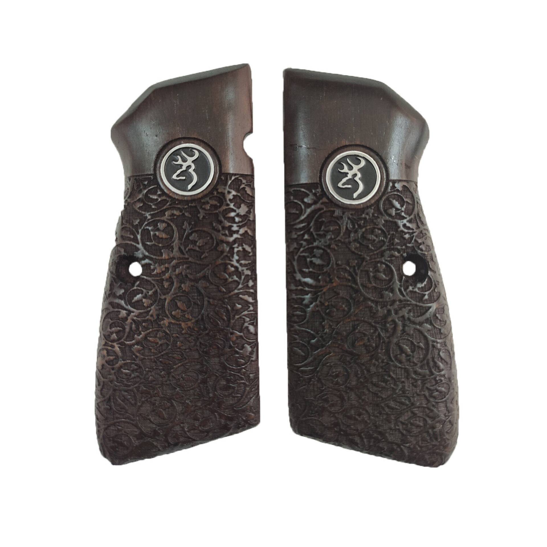 Zib Grips Silah Kabzası - Zig 14, Browning HP, High Power 14, Spor Kasa ile Uyumlu - Koyu Kahverengi Renk - Metal Logolu - BRWHPSCV034L1