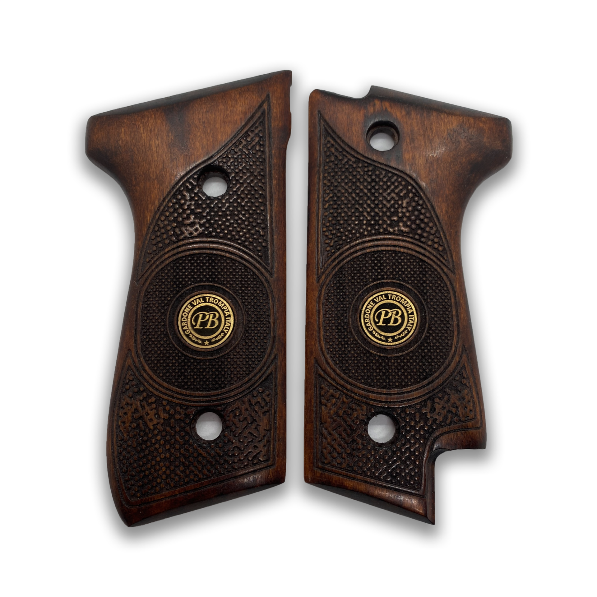 Zib Grips Silah Kabzası - Beretta Tek Mandallı, 92S ile Uyumlu - Koyu Kahverengi Renk - Metal Logolu - BRT92SCV003L1