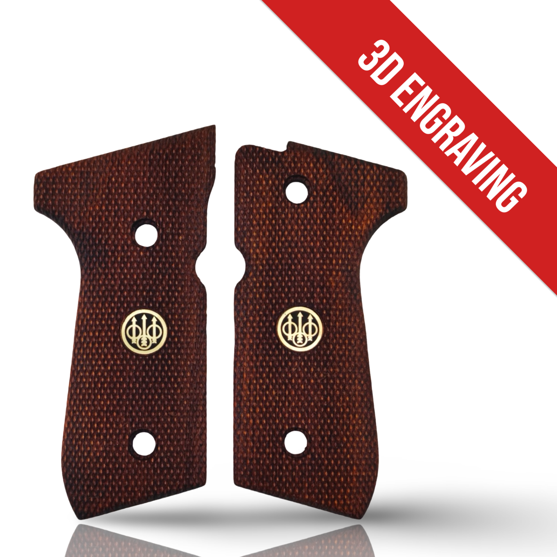 Zib Grips Silah Kabzası - Girsan Yavuz 16, Beretta F92 ile Uyumlu - Meşe Renk - Metal Logolu - BRTF92MS034L1