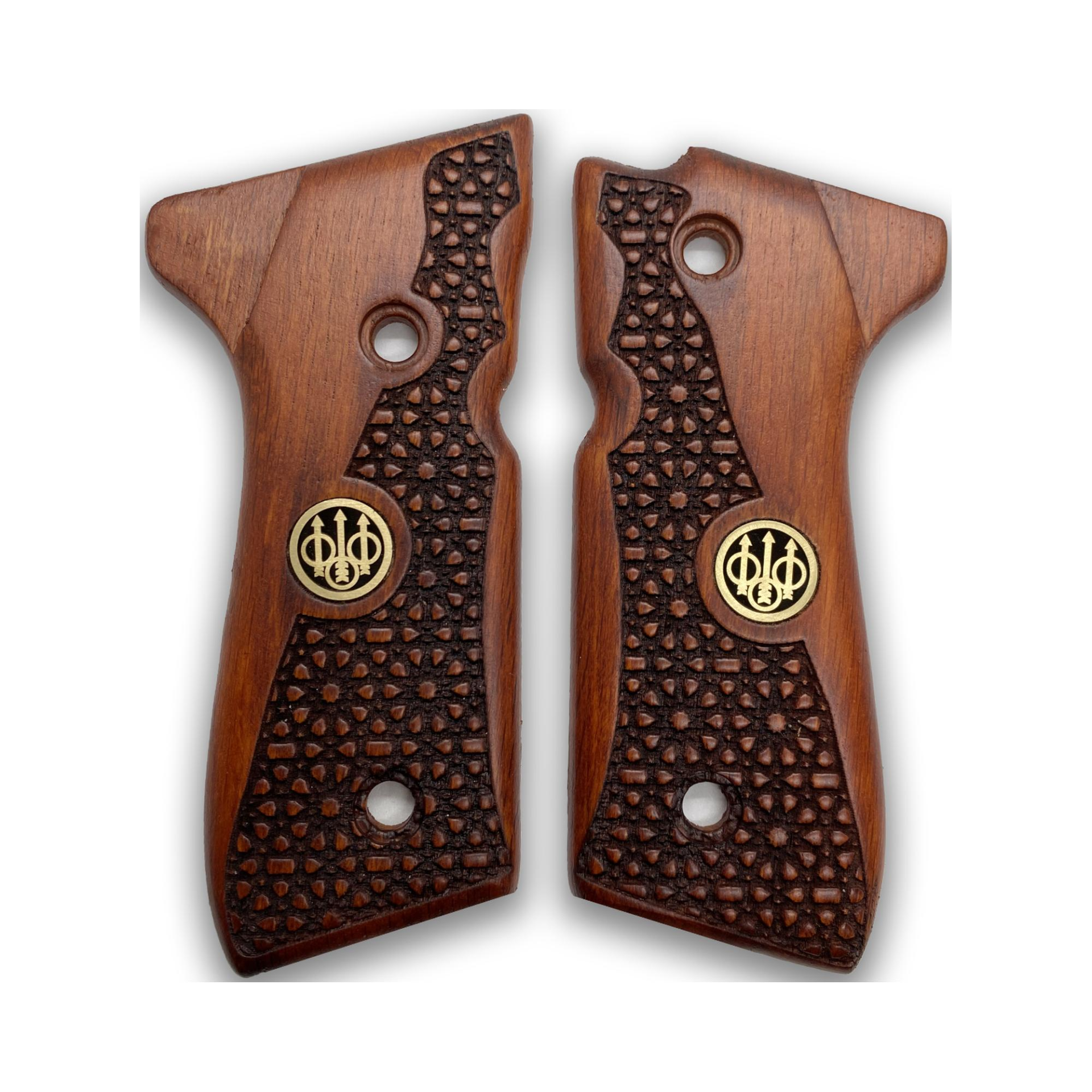Zib Grips Silah Kabzası - Girsan Yavuz 16, Beretta F92 ile Uyumlu - Meşe Renk - Metal Logolu - BRTF92MS018L1
