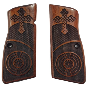 Zib Grips Silah Kabzası - Zig 14, Browning HP, High Power 14, Dik Kasa, Browning Halkalı (Halka için kesim yaptırmak için mesaj atın), Halkasız ile Uyumlu - Meşe Renk - BRWHPMS024