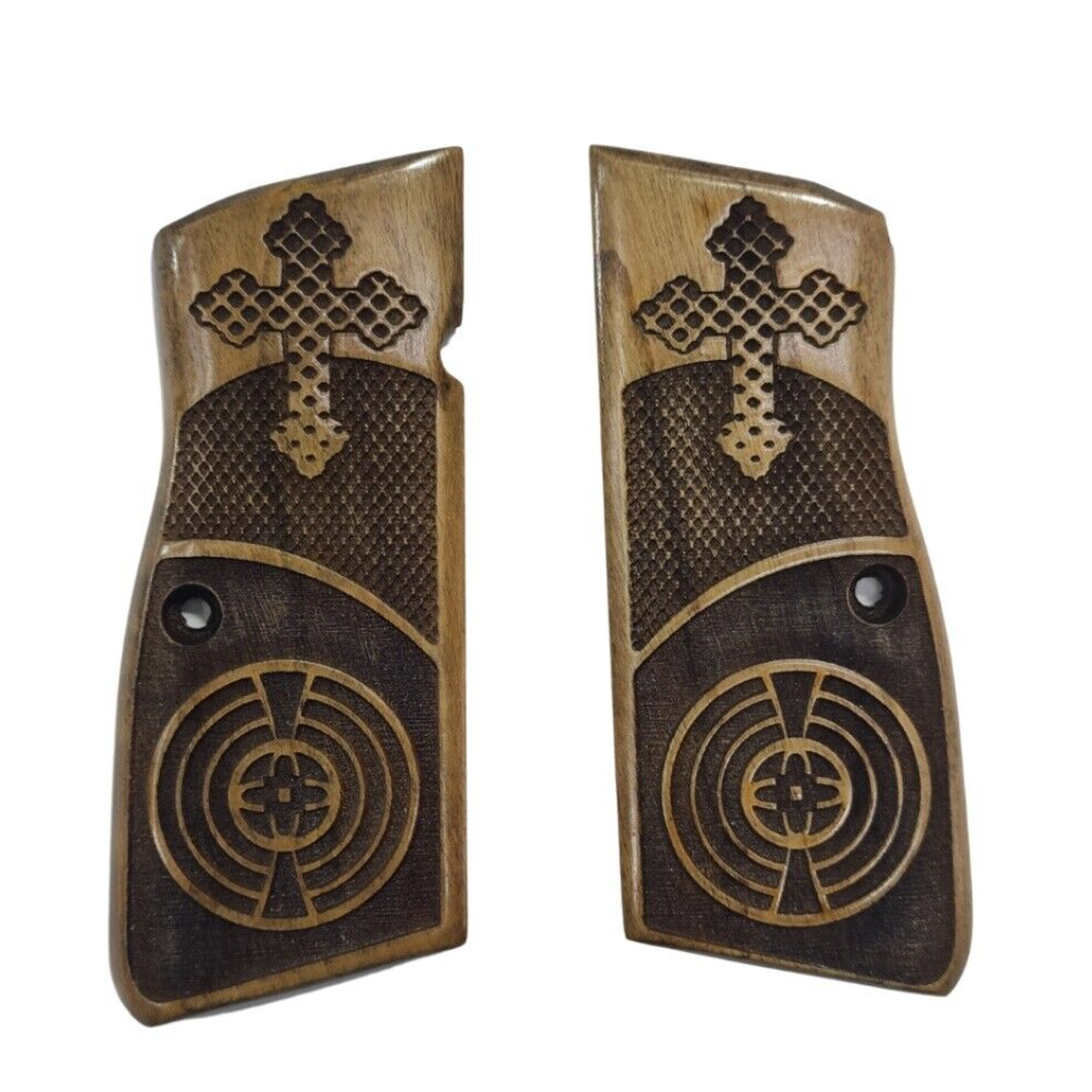 Zib Grips Silah Kabzası - Zig 14, Browning HP, High Power 14, Dik Kasa, Browning Halkalı (Halka için kesim yaptırmak için mesaj atın), Halkasız ile Uyumlu - Açık Kahverengi Renk - BRWHPUC024