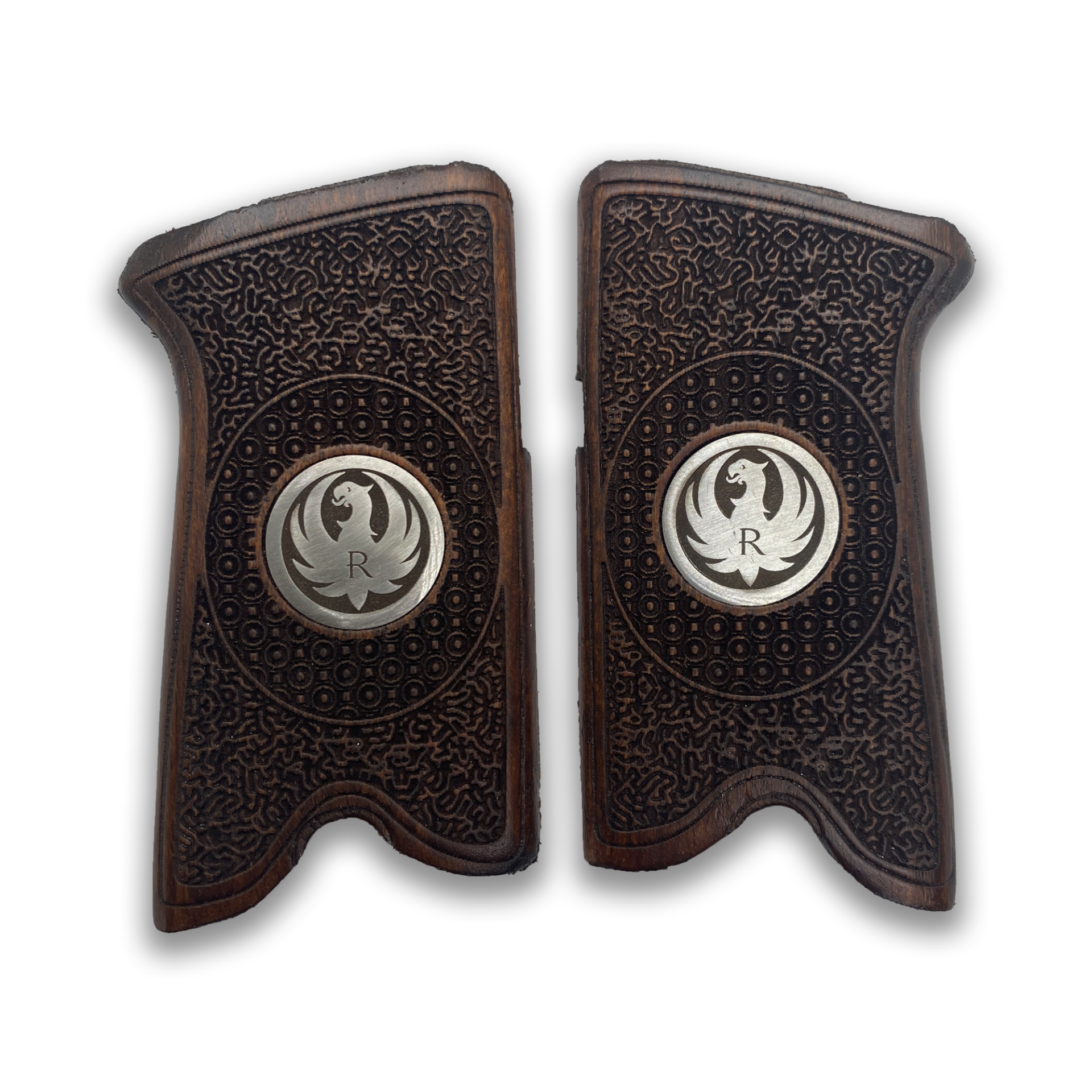 Zib Grips Silah Kabzası - Ruger P85 Serisi ile Uyumlu - Koyu Kahverengi Renk - Metal Logolu - RGRP85CV002L1