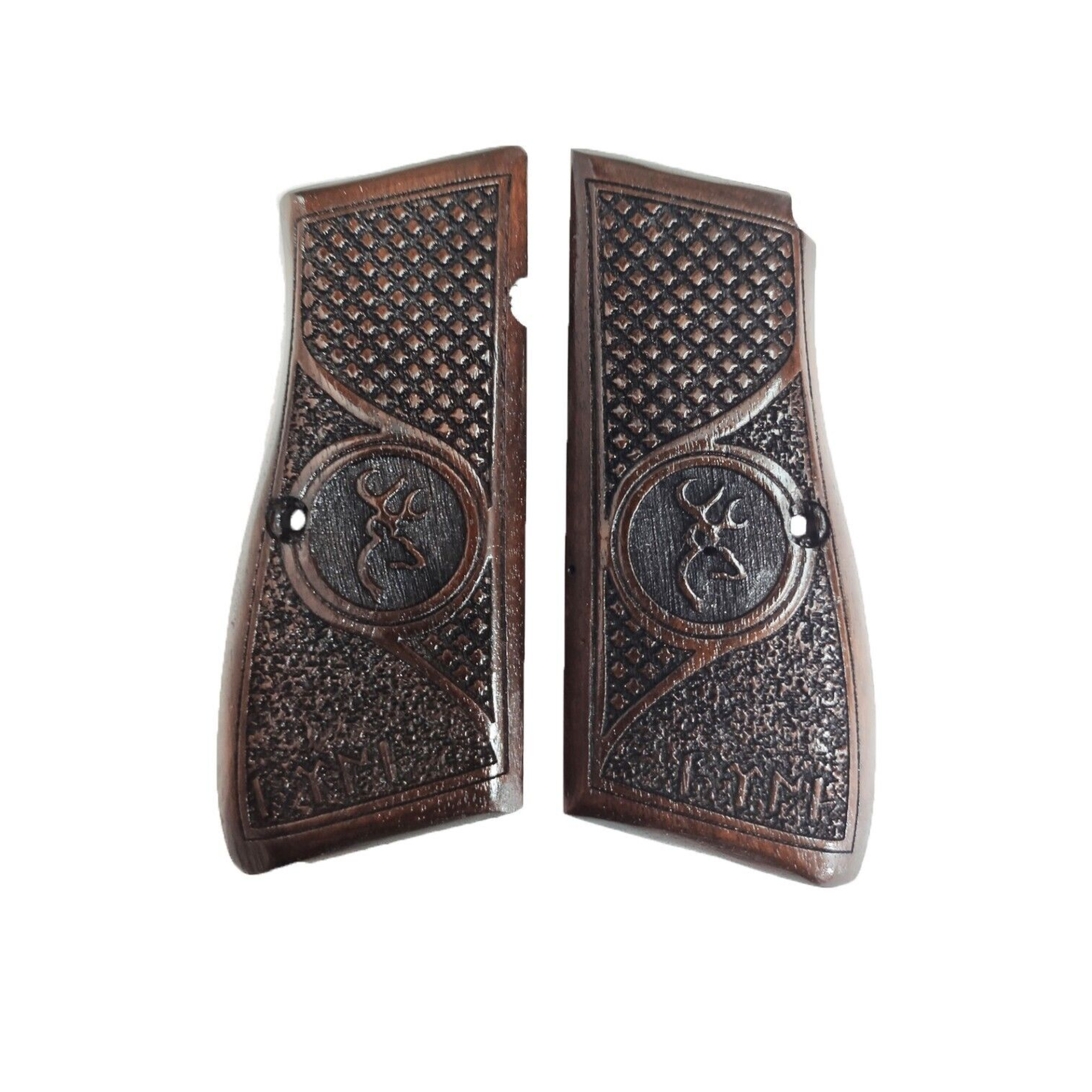 Zib Grips Silah Kabzası - Zig 14, Browning HP, High Power 14, Dik Kasa, Browning Halkalı (Halka için kesim yaptırmak için mesaj atın), Halkasız ile Uyumlu - Koyu Kahverengi Renk - BRWHPCV010