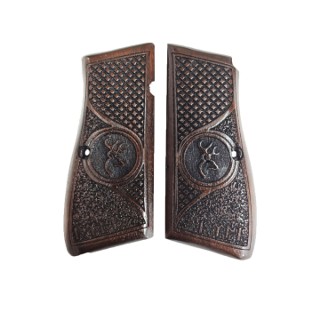 Zib Grips Silah Kabzası - Zig 14, Browning HP, High Power 14, Dik Kasa, Browning Halkalı (Halka için kesim yaptırmak için mesaj atın), Halkasız ile Uyumlu - Koyu Kahverengi Renk - BRWHPCV010
