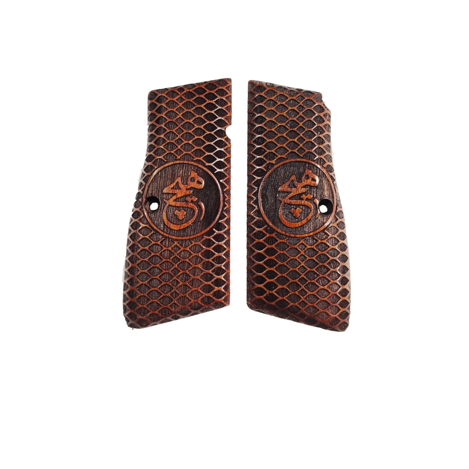 Zib Grips Silah Kabzası - Zig 14, Browning HP, High Power 14, Dik Kasa, Browning Halkalı (Halka için kesim yaptırmak için mesaj atın), Halkasız ile Uyumlu - Meşe Renk - BRWHPMS047