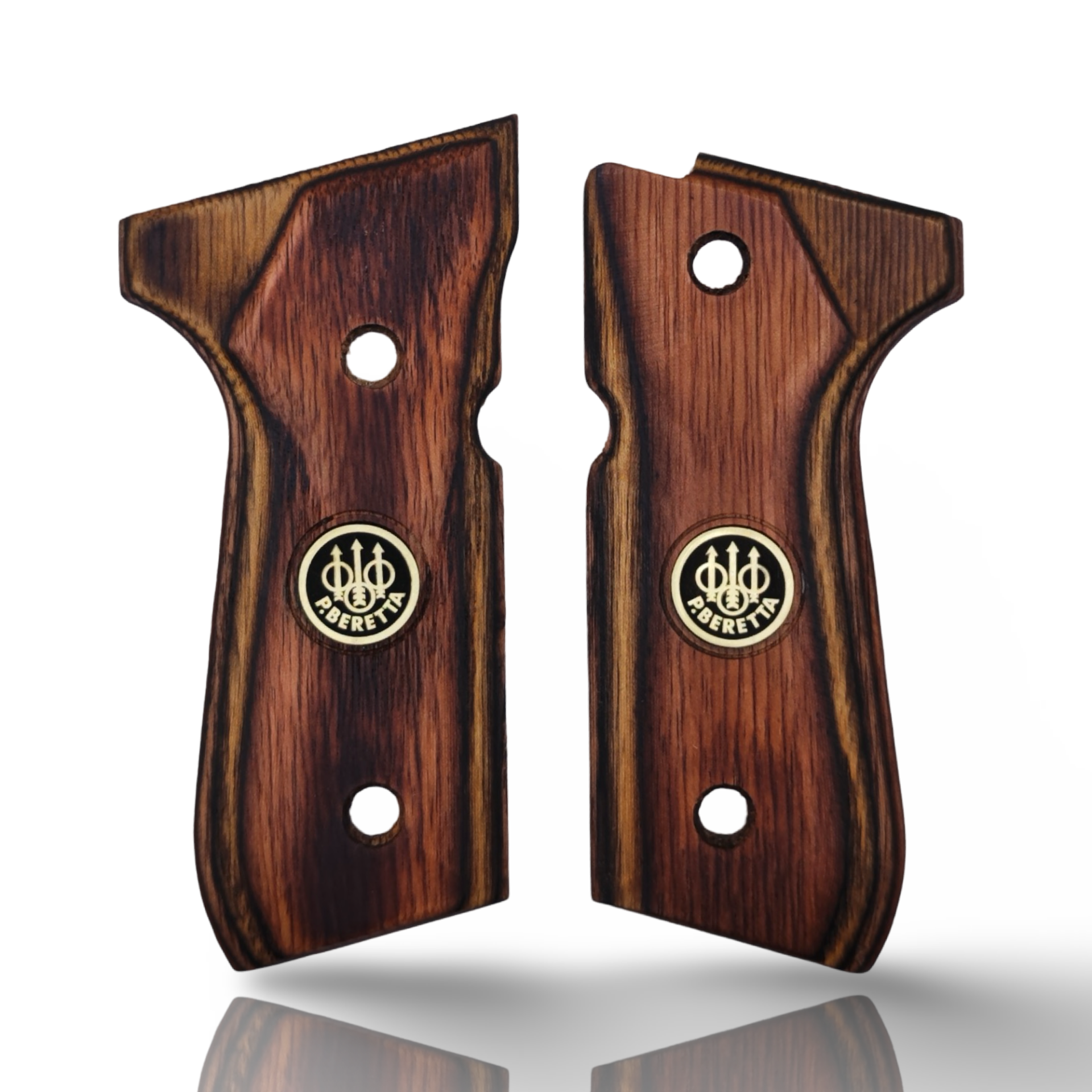 Zib Grips Silah Kabzası - Girsan Yavuz 16, Beretta F92 ile Uyumlu - Sadece vernik uygulanmış - Lamine Malzemesinden Yapılma - Metal Logolu - LMBRTF92SV052L1