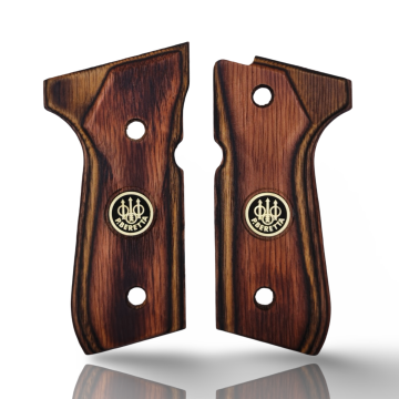 Zib Grips Silah Kabzası - Girsan Yavuz 16, Beretta F92 ile Uyumlu - Sadece vernik uygulanmış - Lamine Malzemesinden Yapılma - Metal Logolu - LMBRTF92SV052L1