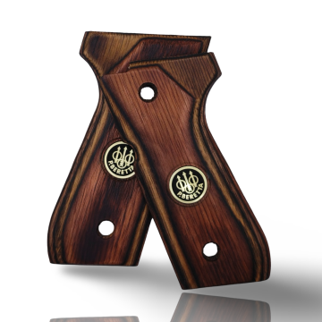 Zib Grips Silah Kabzası - Girsan Yavuz 16, Beretta F92 ile Uyumlu - Sadece vernik uygulanmış - Lamine Malzemesinden Yapılma - Metal Logolu - LMBRTF92SV052L1