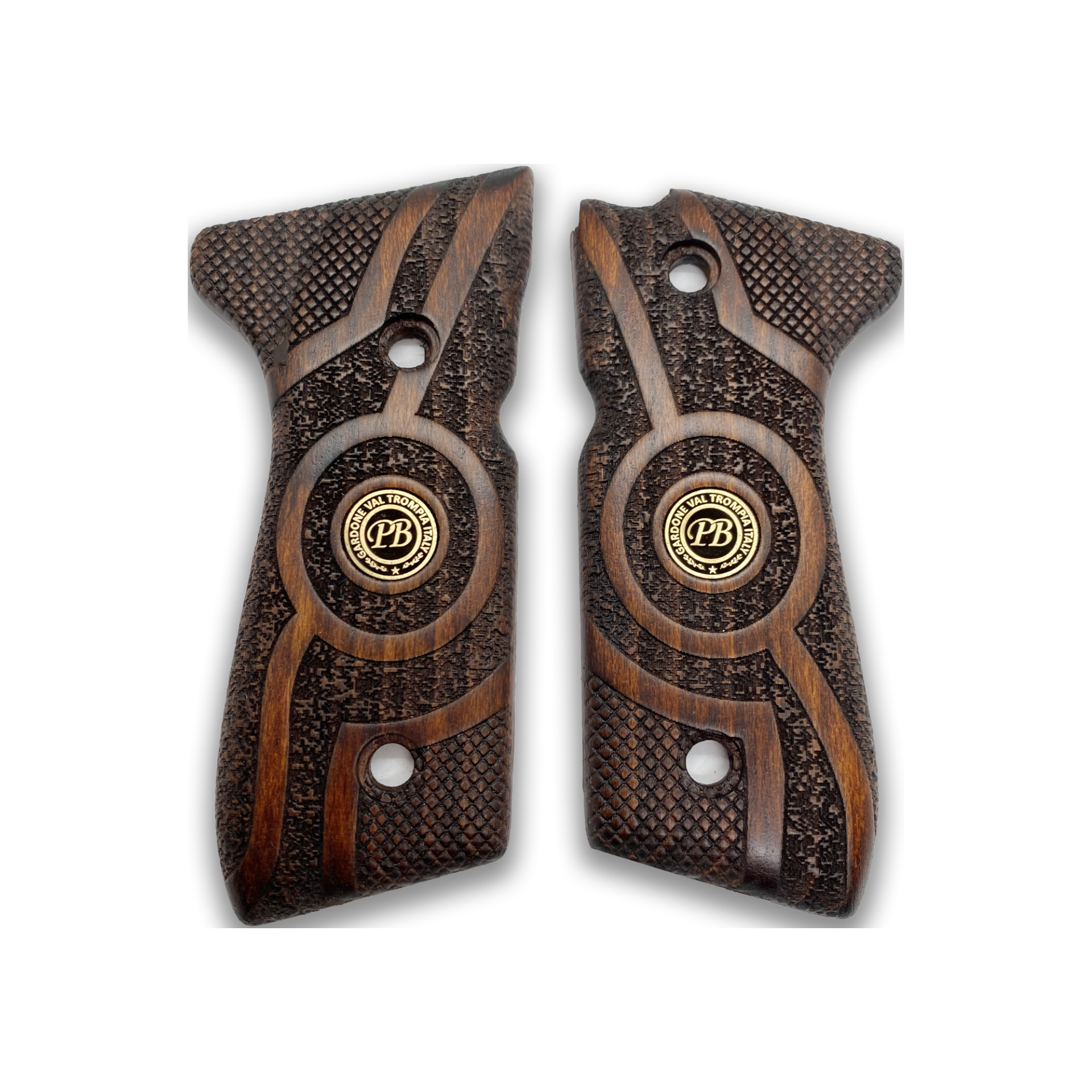 Zib Grips Silah Kabzası - Girsan Yavuz 16, Beretta F92 ile Uyumlu - Koyu Kahverengi Renk - Metal Logolu - BRTF92CV014L1