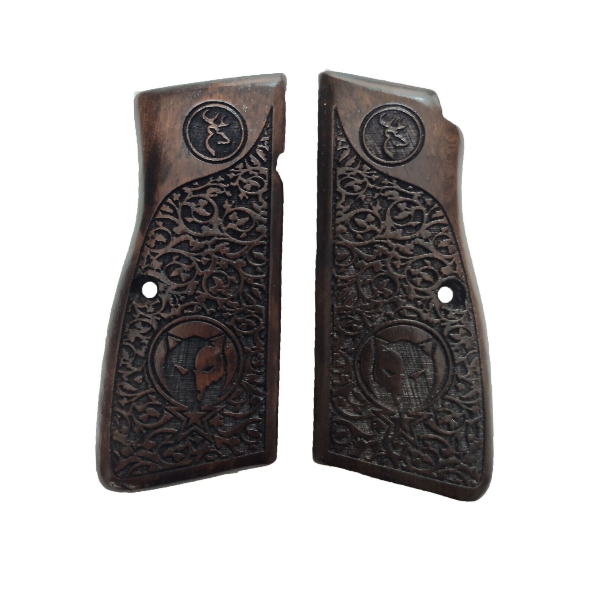 Zib Grips Silah Kabzası - Zig 14, Browning HP, High Power 14, Dik Kasa, Browning Halkalı (Halka için kesim yaptırmak için mesaj atın), Halkasız ile Uyumlu - Koyu Kahverengi Renk - BRWHPCV046