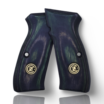 Zib Grips Silah Kabzası - CZ 75, Canik 55, S120, L120 ile Uyumlu - Sadece vernik uygulanmış - Lamine Malzemesinden Yapılma - Metal Logolu - LMCZ75SV069L1