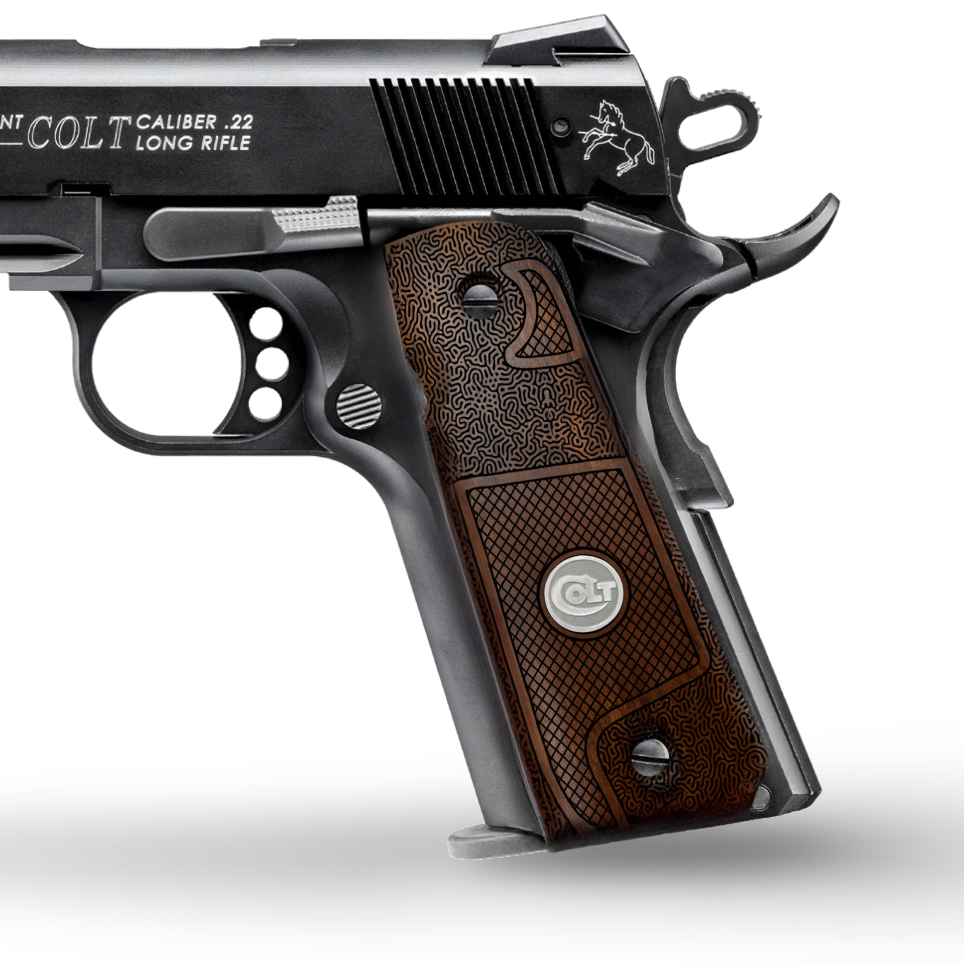 Zib Grips Silah Kabzası - Colt 1911, Girsan MC 1911 ile Uyumlu - Koyu Kahverengi Renk - Metal Logolu - CLT1911CV097L2