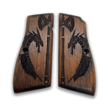 Zib Grips Silah Kabzası - Zig 14, Browning HP, High Power 14, Dik Kasa, Browning Halkalı (Halka için kesim yaptırmak için mesaj atın), Halkasız ile Uyumlu - Koyu Kahverengi Renk - BRWHPCV039