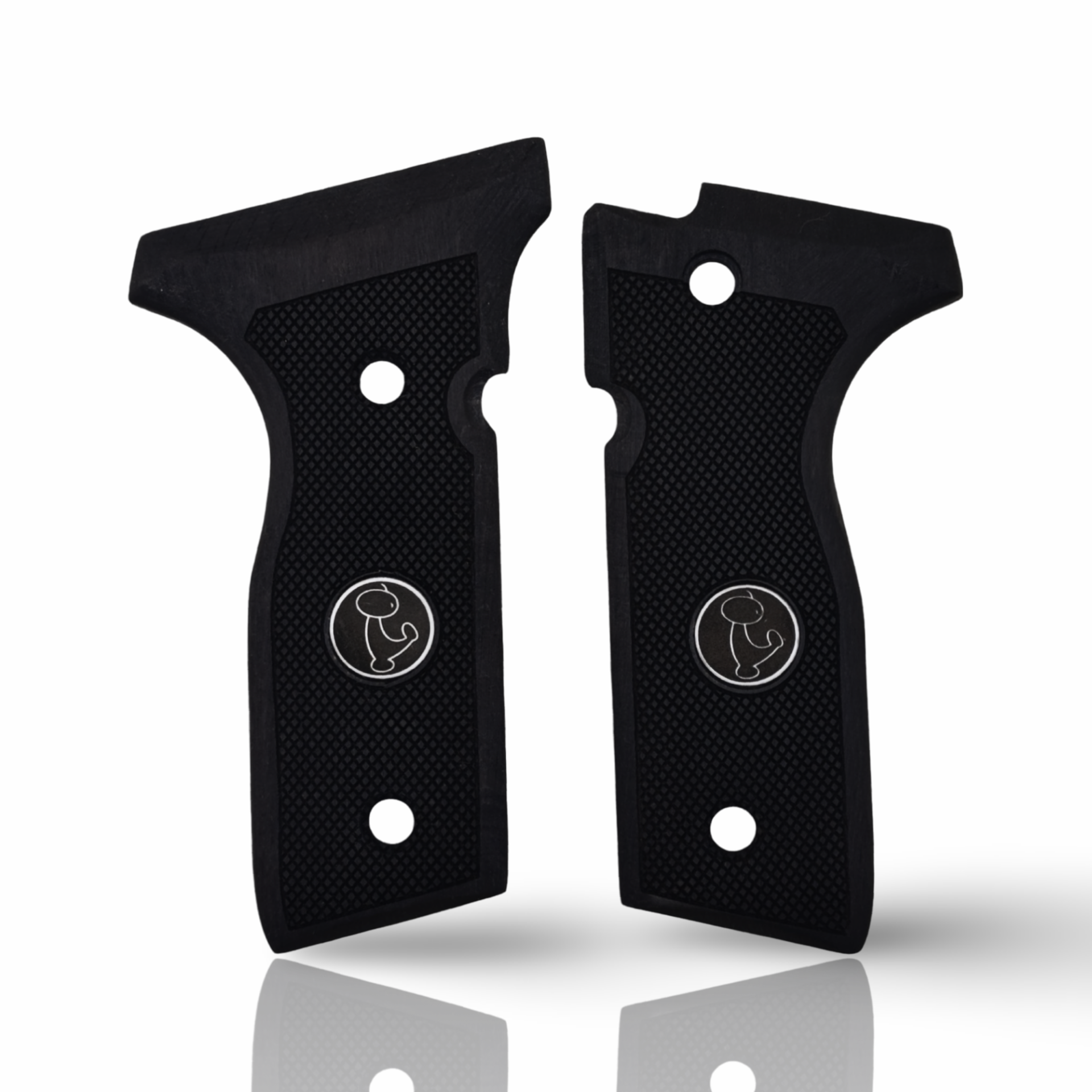 Zib Grips Silah Kabzası - Beretta Stoeger 8000F, 8000FL, 8040F, 8045FT, Cougar 8000 ile Uyumlu - Siyah Renk - Metal Logolu - BRTCGRSY001L1