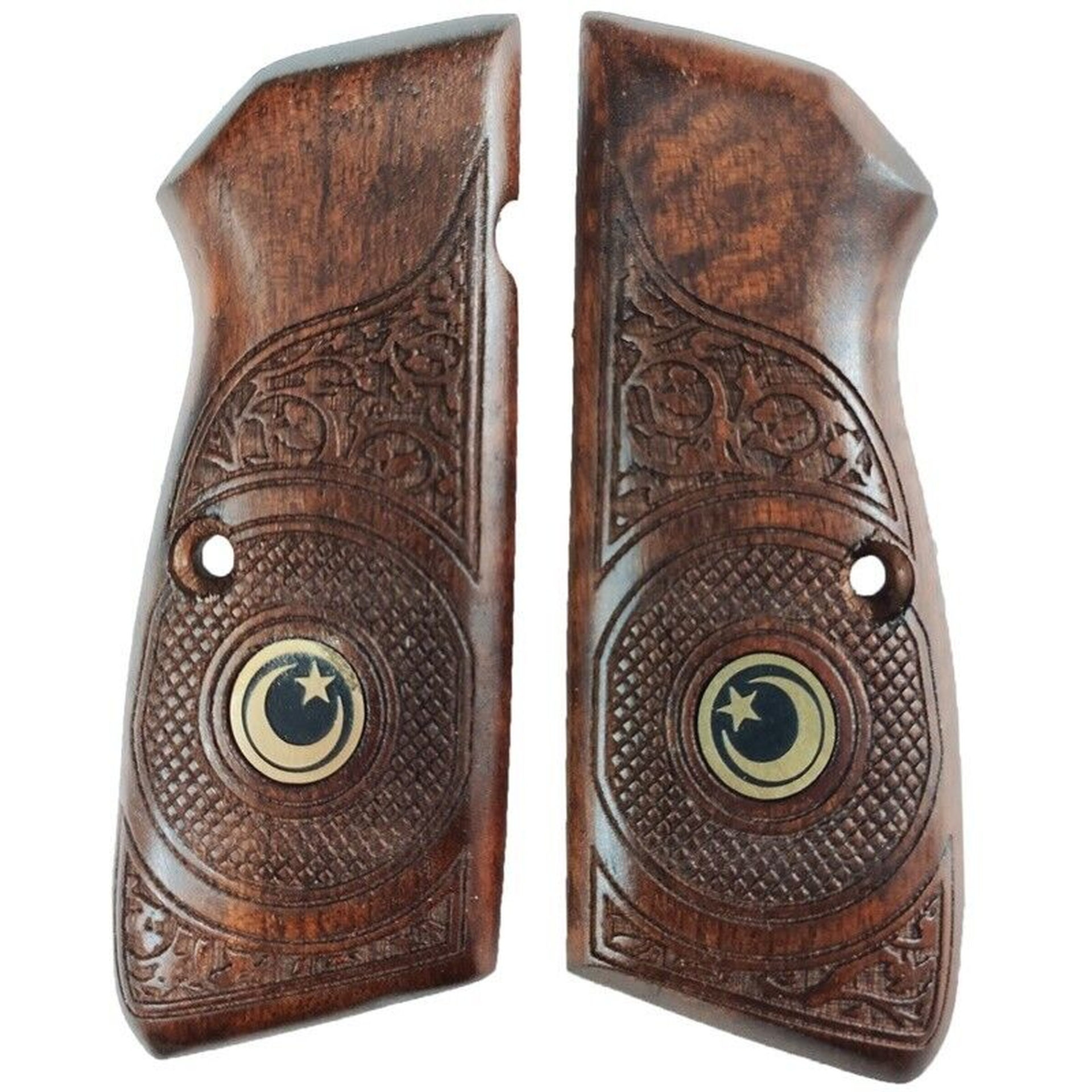 Zib Grips Silah Kabzası - Zig 14, Browning HP, High Power 14, Spor Kasa ile Uyumlu - Koyu Kahverengi Renk - Metal Logolu - BRWHPSCV029L1
