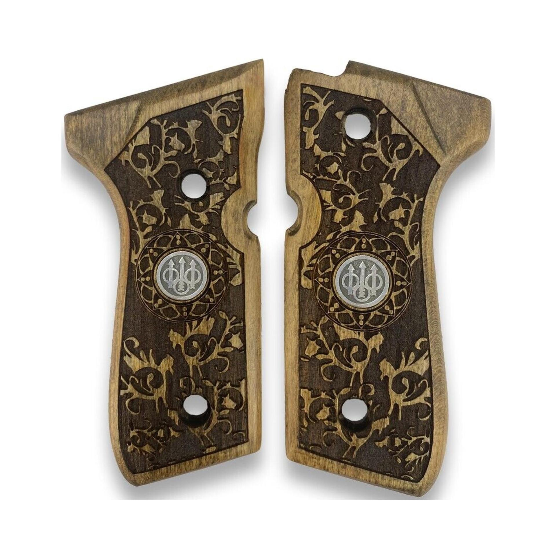 Zib Grips Silah Kabzası - Girsan Yavuz 16, Beretta F92 ile Uyumlu - Açık Kahverengi Renk - Metal Logolu - BRTF92UC031L2