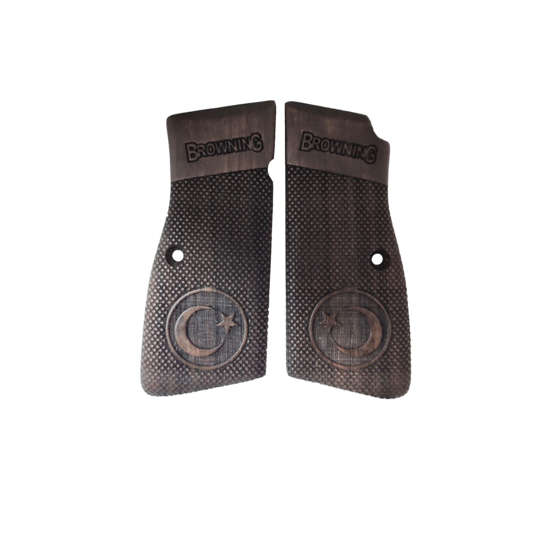 Zib Grips Silah Kabzası - Zig 14, Browning HP, High Power 14, Dik Kasa, Browning Halkalı (Halka için kesim yaptırmak için mesaj atın), Halkasız ile Uyumlu - Koyu Kahverengi Renk - BRWHPCV020