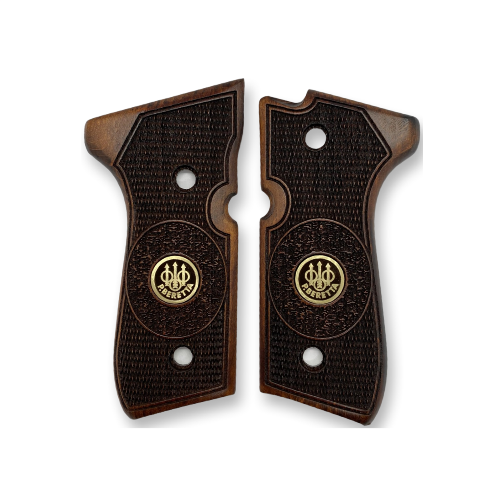 Zib Grips Silah Kabzası - Girsan Yavuz 16, Beretta F92 ile Uyumlu - Koyu Kahverengi Renk - Metal Logolu - BRTF92CV025L1