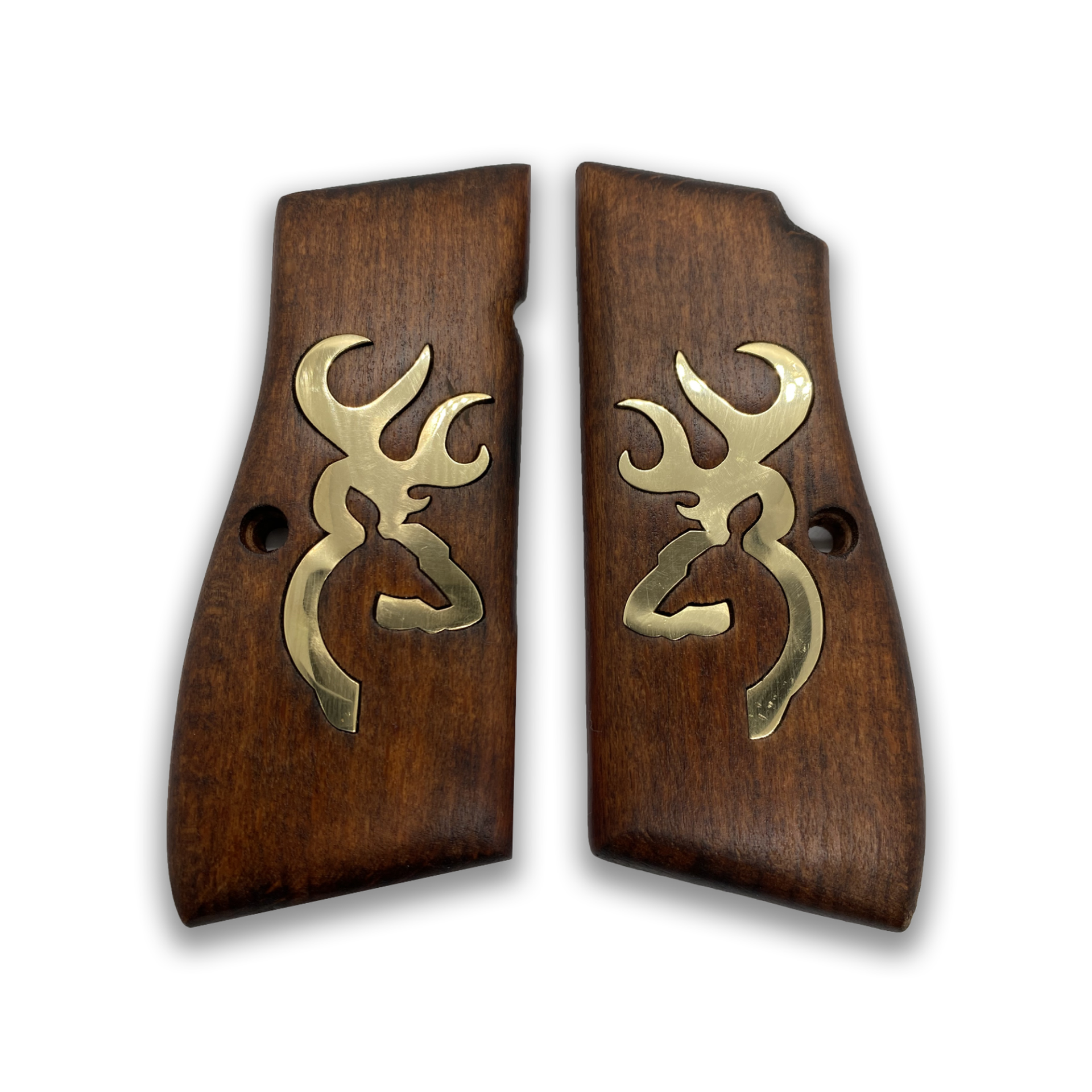 Zib Grips Silah Kabzası - Zig 14, Browning HP, High Power 14, Dik Kasa, Browning Halkalı (Halka için kesim yaptırmak için mesaj atın), Halkasız ile Uyumlu - Koyu Kahverengi Renk - Metal Logolu - BRWHPCV018L1