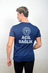 112 Acil Sağlık Lacivert Comfort V Yaka T-shirt(Fileli-Unisex)