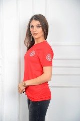 112 V Yaka Kırmızı Comfort T-shirt(Unisex)